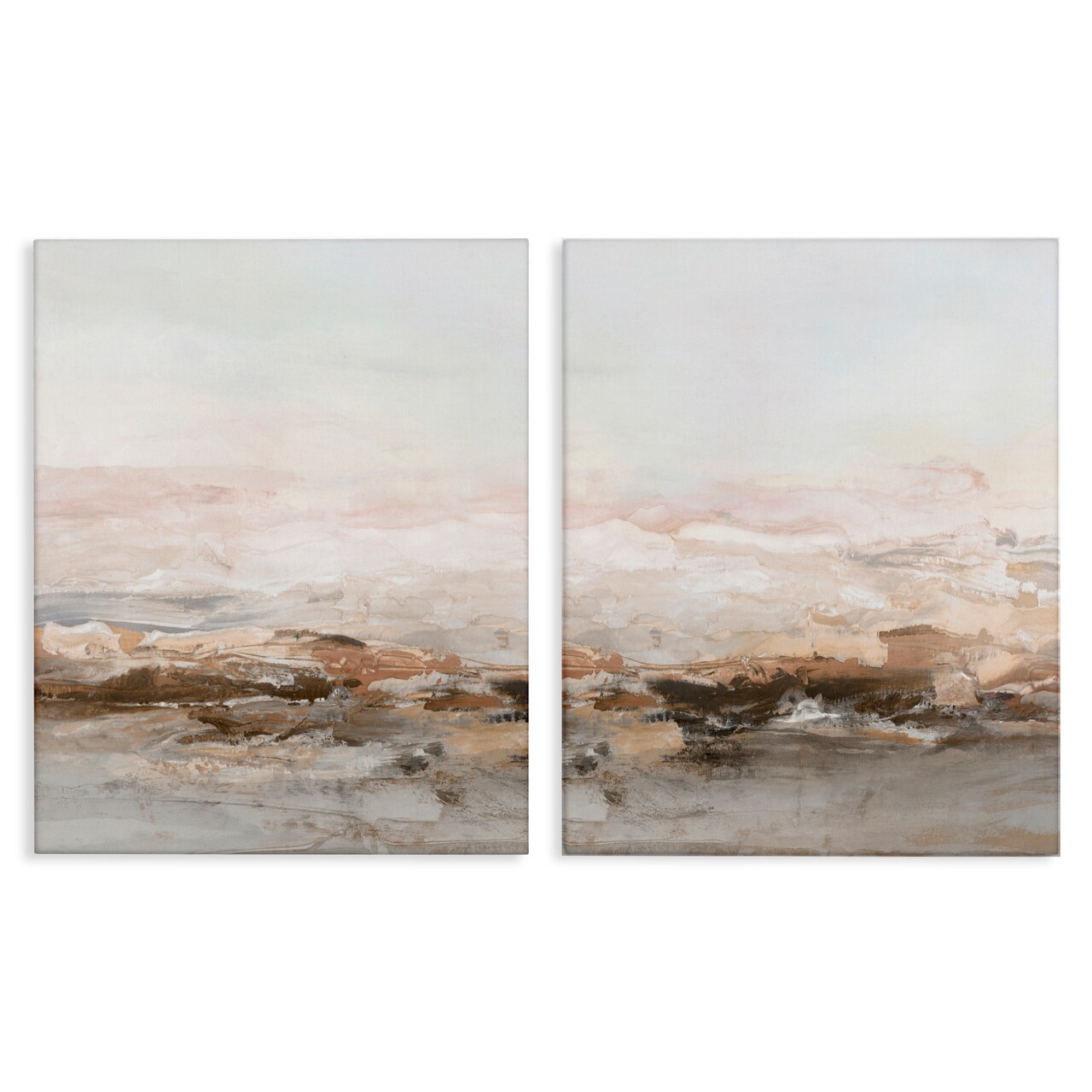 Stupell Industries Muted Horizon Neutral Tones 2 Piece Canvas Wall Art Set, design by Hazel J.